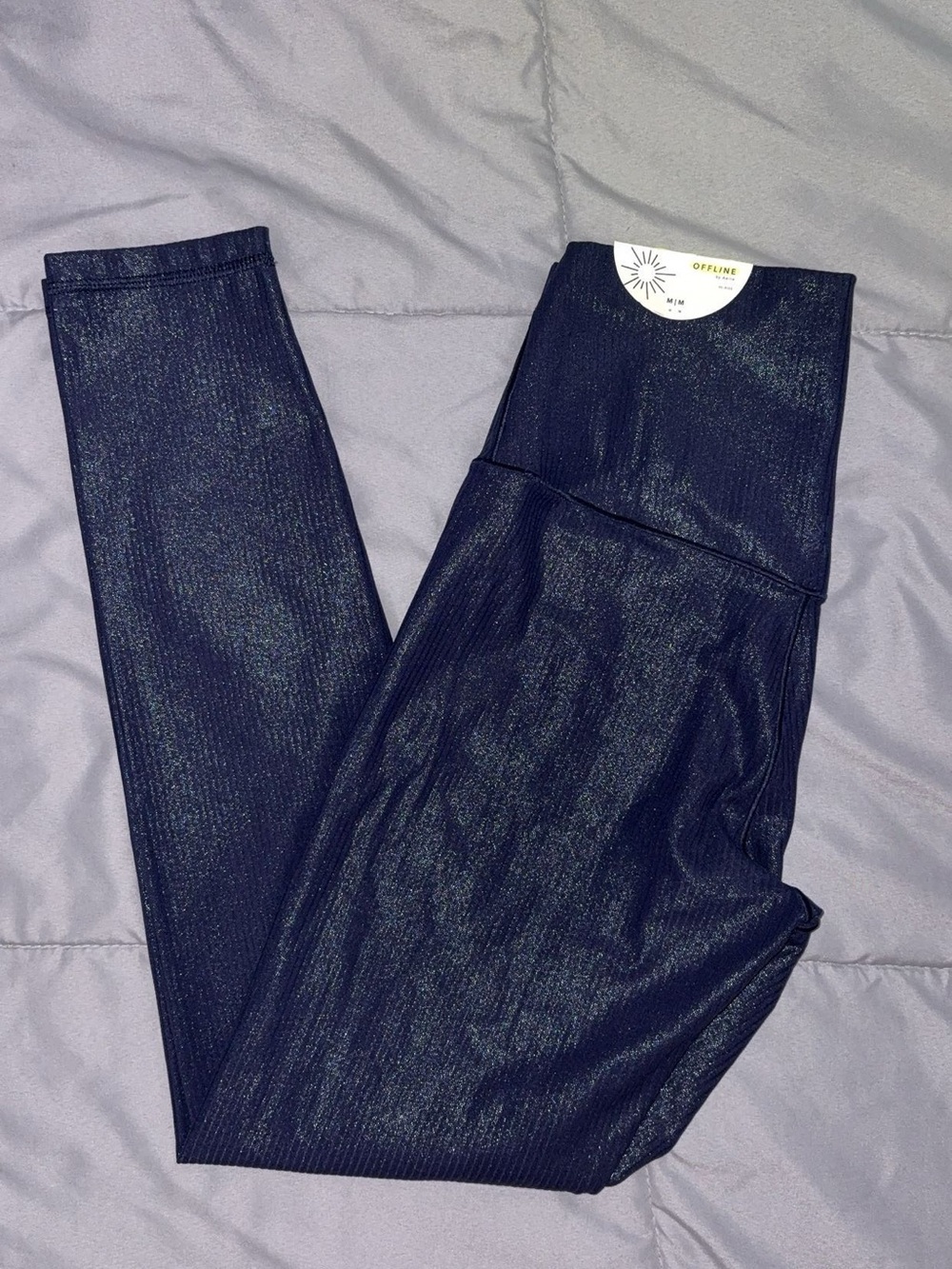 aerie Shimmery Navy High-Waist Leggings